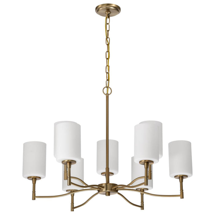 SATCO/NUVO Liam 9-Light Chandelier Burnished Brass White Opal Glass (60-8209)
