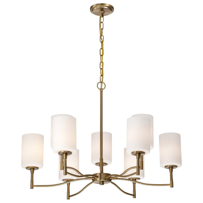 SATCO/NUVO Liam 9-Light Chandelier Burnished Brass White Opal Glass (60-8209)