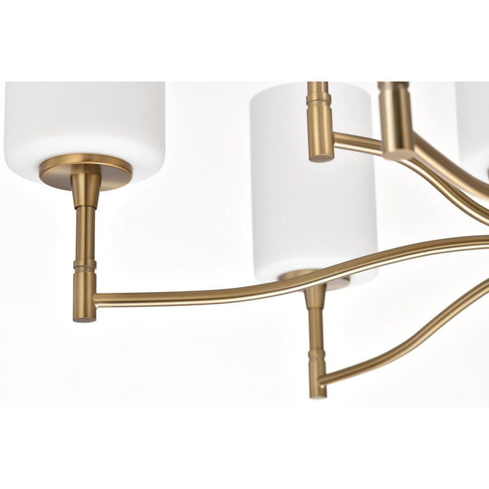 SATCO/NUVO Liam 9-Light Chandelier Burnished Brass White Opal Glass (60-8209)