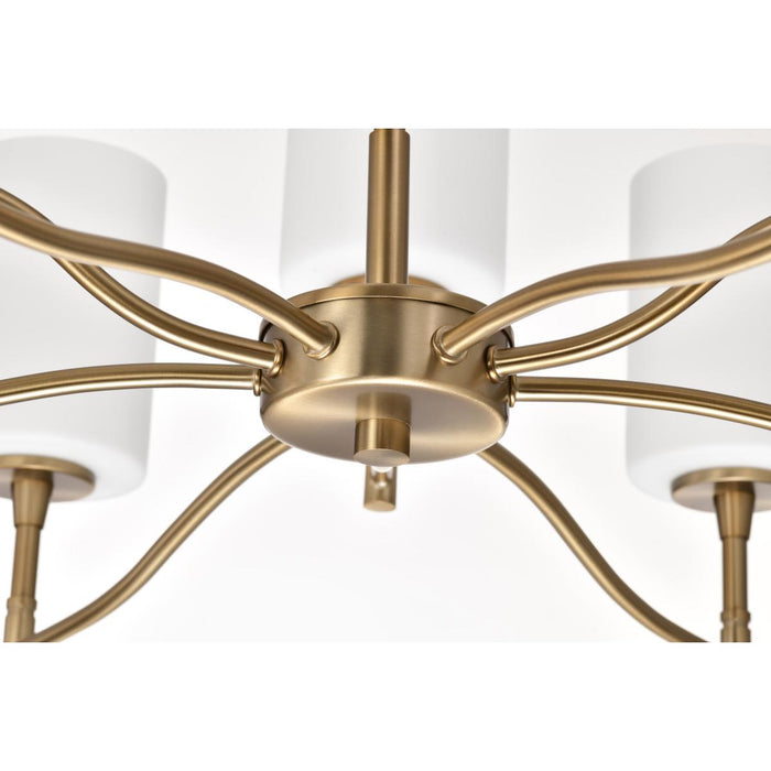 SATCO/NUVO Liam 9-Light Chandelier Burnished Brass White Opal Glass (60-8209)