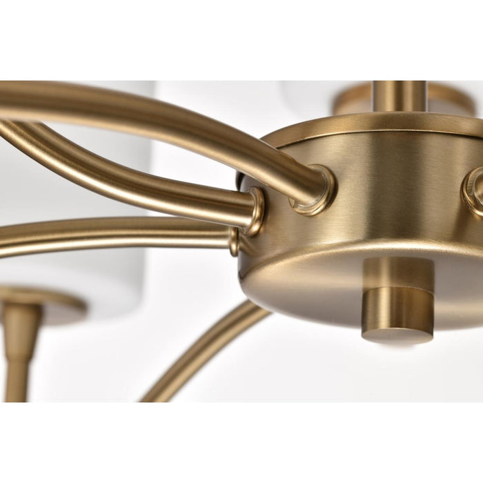 SATCO/NUVO Liam 9-Light Chandelier Burnished Brass White Opal Glass (60-8209)