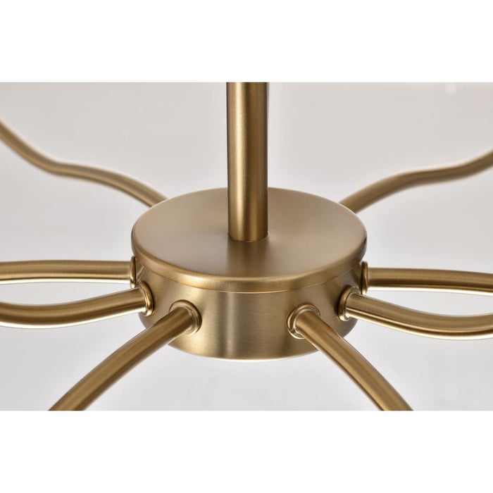 SATCO/NUVO Liam 9-Light Chandelier Burnished Brass White Opal Glass (60-8209)