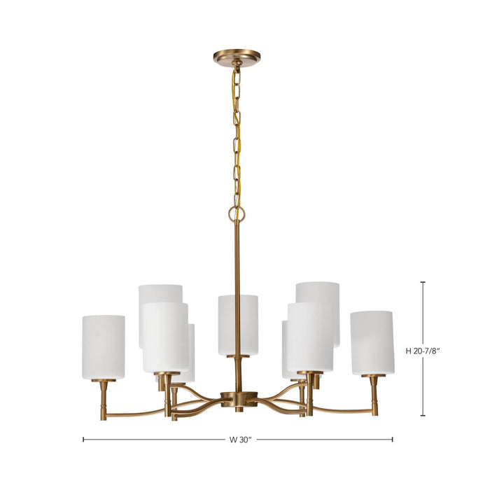 SATCO/NUVO Liam 9-Light Chandelier Burnished Brass White Opal Glass (60-8209)