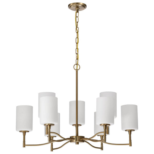 SATCO/NUVO Liam 9-Light Chandelier Burnished Brass White Opal Glass (60-8209)