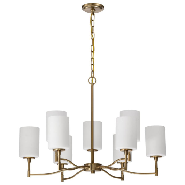 SATCO/NUVO Liam 9-Light Chandelier Burnished Brass White Opal Glass (60-8209)