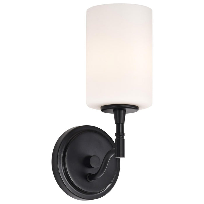 SATCO/NUVO Liam 1-Light Vanity Matte Black White Opal Glass (60-8211)
