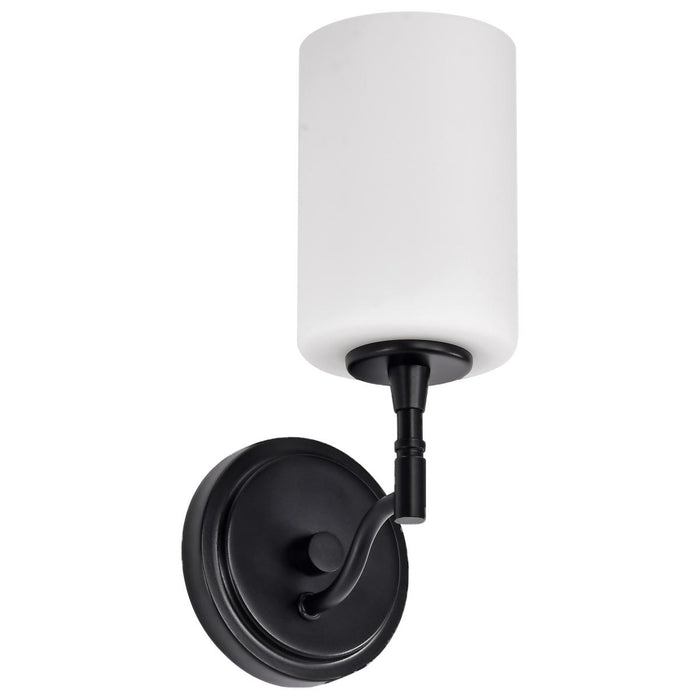 SATCO/NUVO Liam 1-Light Vanity Matte Black White Opal Glass (60-8211)
