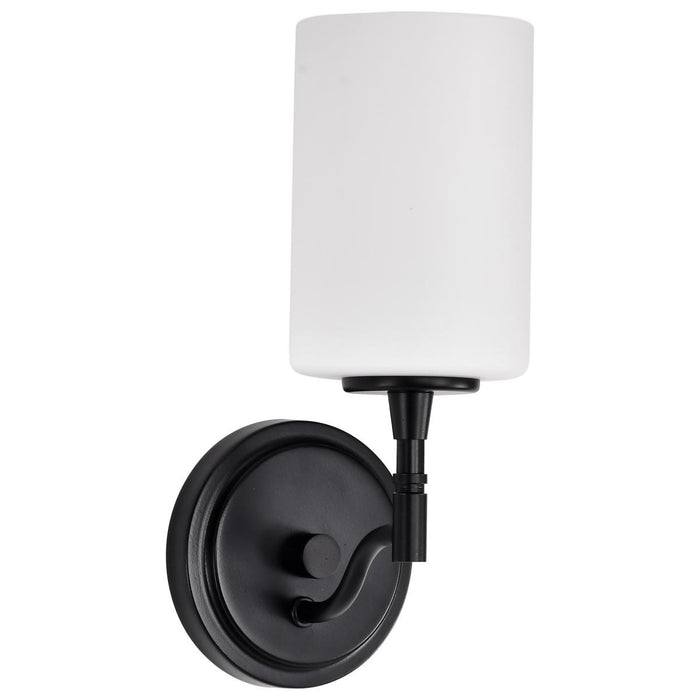 SATCO/NUVO Liam 1-Light Vanity Matte Black White Opal Glass (60-8211)