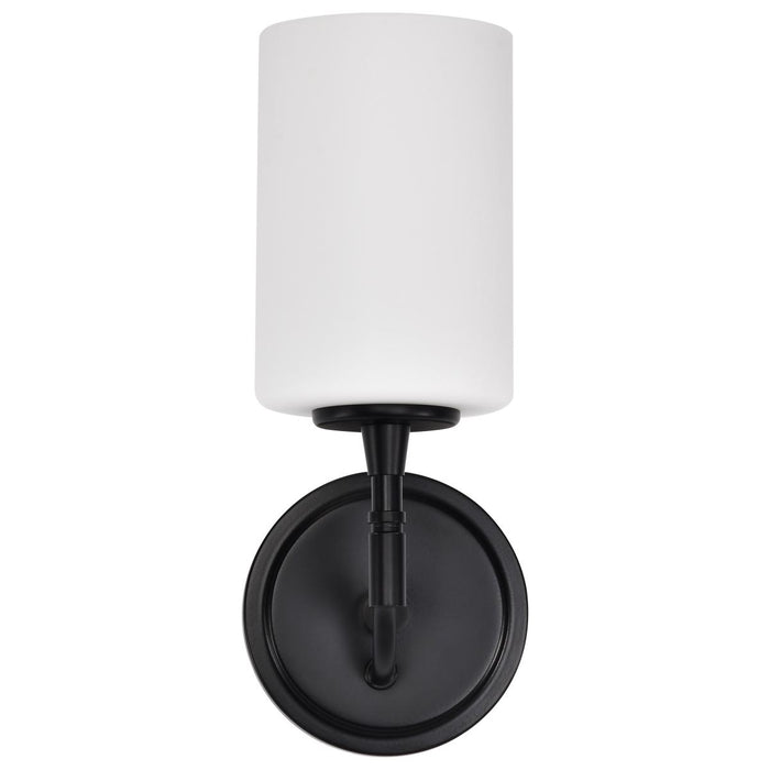 SATCO/NUVO Liam 1-Light Vanity Matte Black White Opal Glass (60-8211)