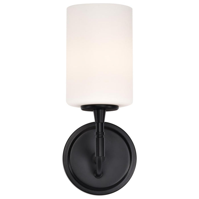 SATCO/NUVO Liam 1-Light Vanity Matte Black White Opal Glass (60-8211)