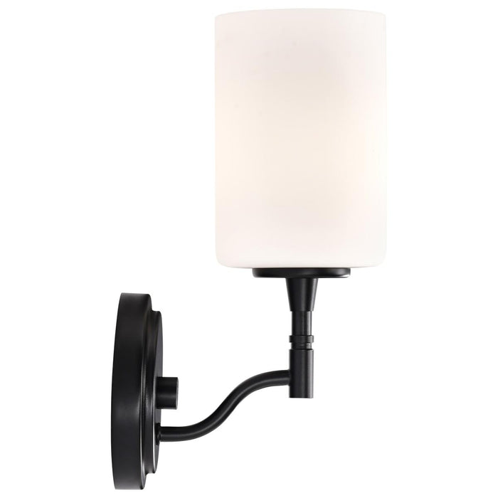 SATCO/NUVO Liam 1-Light Vanity Matte Black White Opal Glass (60-8211)