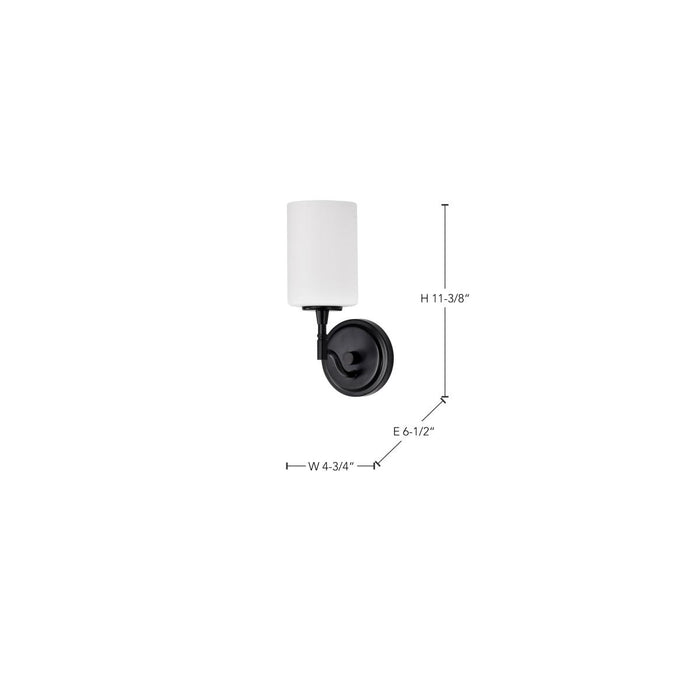 SATCO/NUVO Liam 1-Light Vanity Matte Black White Opal Glass (60-8211)