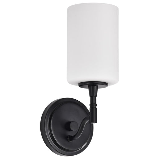 SATCO/NUVO Liam 1-Light Vanity Matte Black White Opal Glass (60-8211)