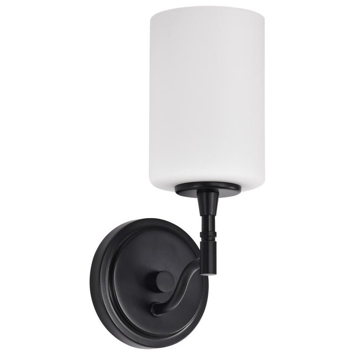 SATCO/NUVO Liam 1-Light Vanity Matte Black White Opal Glass (60-8211)
