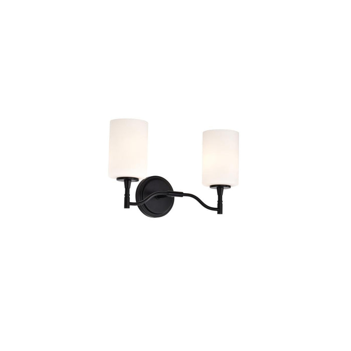 SATCO/NUVO Liam 2-Light Vanity Matte Black White Opal Glass (60-8212)