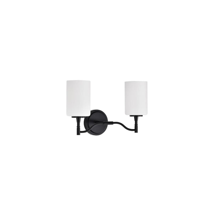 SATCO/NUVO Liam 2-Light Vanity Matte Black White Opal Glass (60-8212)