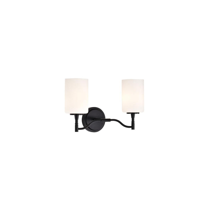 SATCO/NUVO Liam 2-Light Vanity Matte Black White Opal Glass (60-8212)