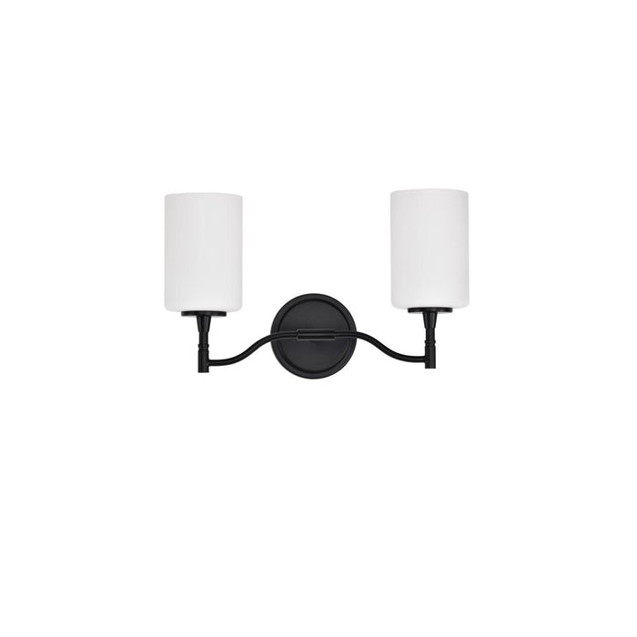 SATCO/NUVO Liam 2-Light Vanity Matte Black White Opal Glass (60-8212)
