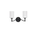 SATCO/NUVO Liam 2-Light Vanity Matte Black White Opal Glass (60-8212)