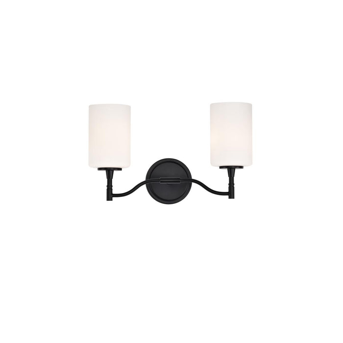 SATCO/NUVO Liam 2-Light Vanity Matte Black White Opal Glass (60-8212)
