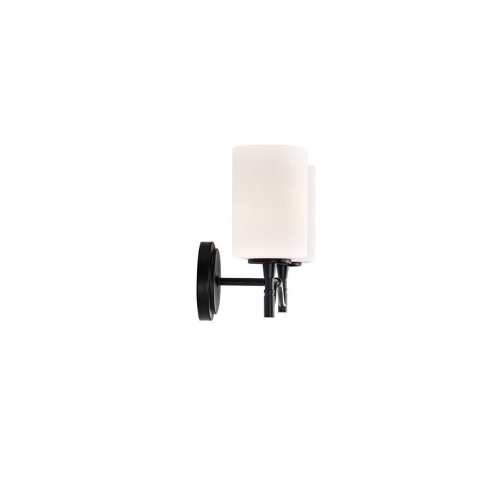 SATCO/NUVO Liam 2-Light Vanity Matte Black White Opal Glass (60-8212)