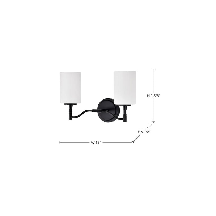 SATCO/NUVO Liam 2-Light Vanity Matte Black White Opal Glass (60-8212)