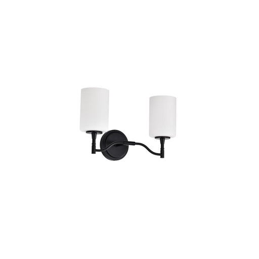 SATCO/NUVO Liam 2-Light Vanity Matte Black White Opal Glass (60-8212)