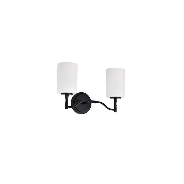 SATCO/NUVO Liam 2-Light Vanity Matte Black White Opal Glass (60-8212)