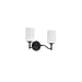 SATCO/NUVO Liam 2-Light Vanity Matte Black White Opal Glass (60-8212)