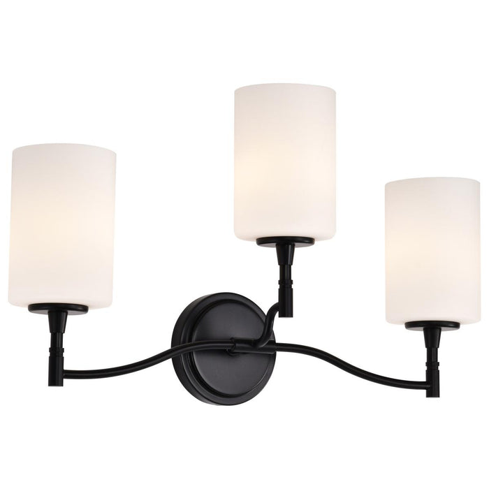 SATCO/NUVO Liam 3-Light Vanity Matte Black White Opal Glass (60-8213)