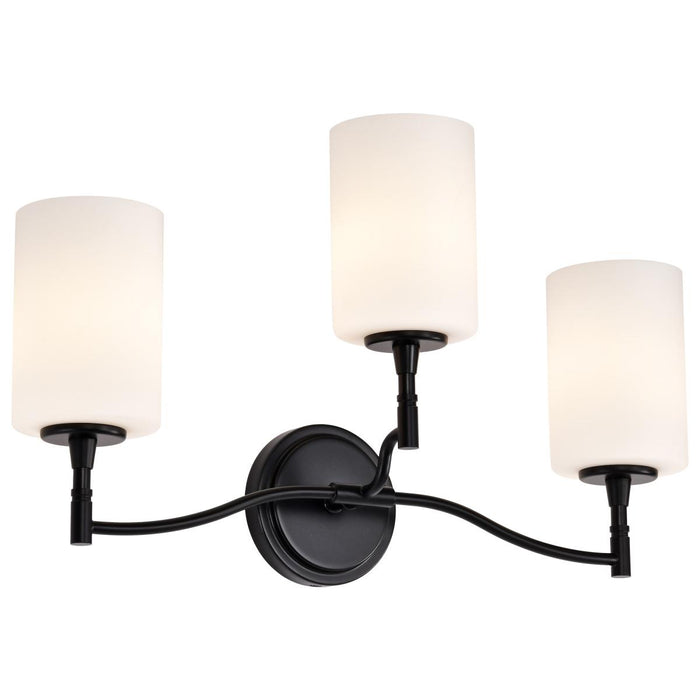 SATCO/NUVO Liam 3-Light Vanity Matte Black White Opal Glass (60-8213)