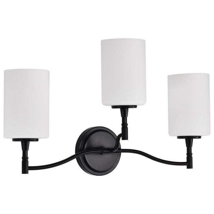 SATCO/NUVO Liam 3-Light Vanity Matte Black White Opal Glass (60-8213)