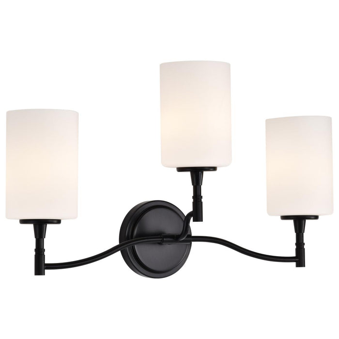 SATCO/NUVO Liam 3-Light Vanity Matte Black White Opal Glass (60-8213)
