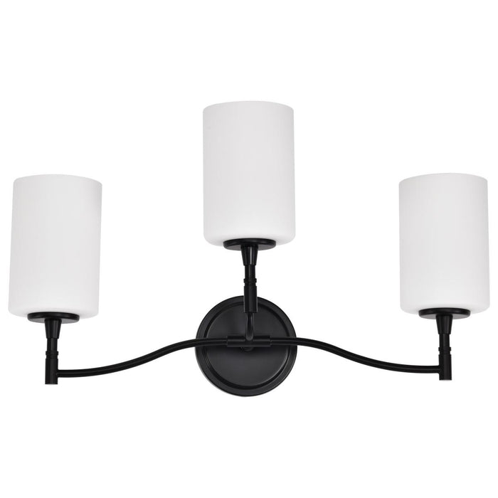 SATCO/NUVO Liam 3-Light Vanity Matte Black White Opal Glass (60-8213)