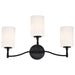 SATCO/NUVO Liam 3-Light Vanity Matte Black White Opal Glass (60-8213)