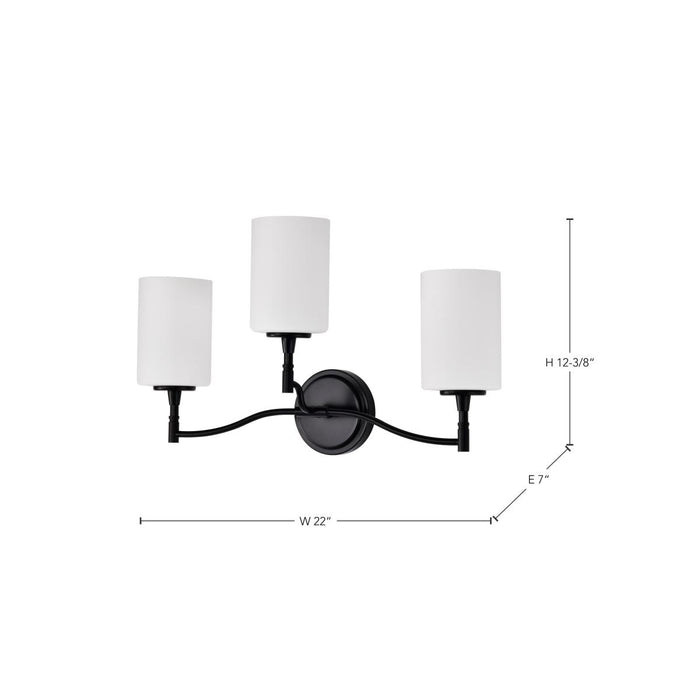 SATCO/NUVO Liam 3-Light Vanity Matte Black White Opal Glass (60-8213)