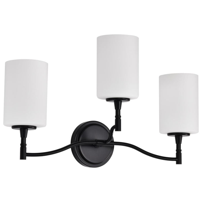 SATCO/NUVO Liam 3-Light Vanity Matte Black White Opal Glass (60-8213)