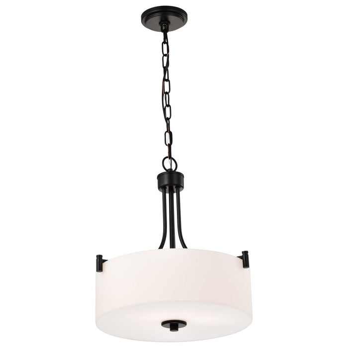 SATCO/NUVO Liam 3-Light Pendant Matte Black White Opal Glass (60-8214)