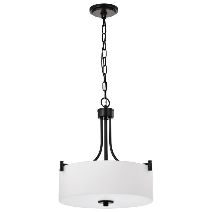SATCO/NUVO Liam 3-Light Pendant Matte Black White Opal Glass (60-8214)