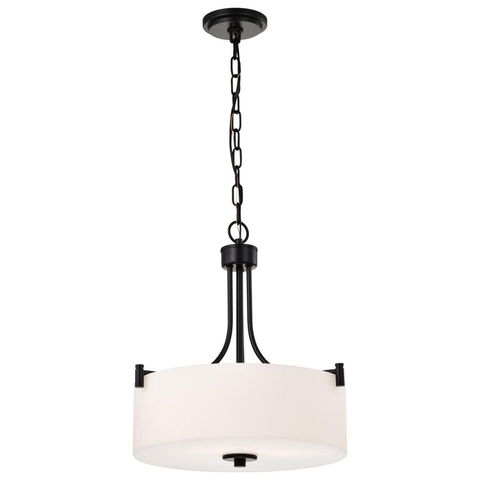 SATCO/NUVO Liam 3-Light Pendant Matte Black White Opal Glass (60-8214)