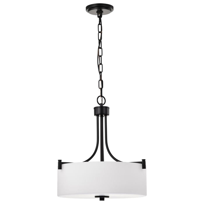 SATCO/NUVO Liam 3-Light Pendant Matte Black White Opal Glass (60-8214)