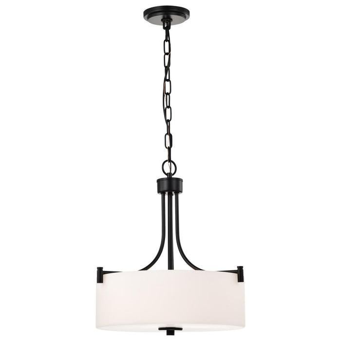 SATCO/NUVO Liam 3-Light Pendant Matte Black White Opal Glass (60-8214)