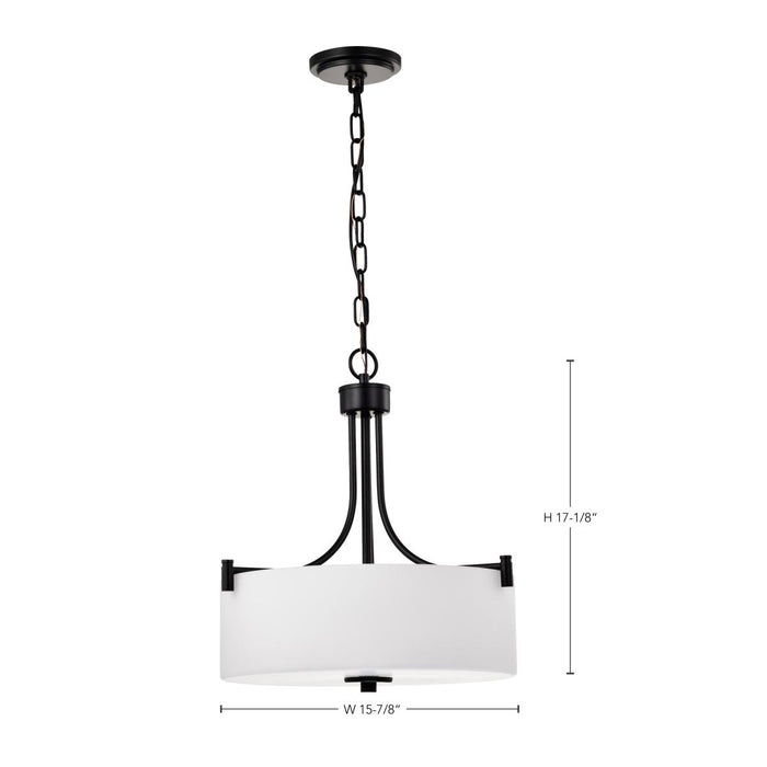 SATCO/NUVO Liam 3-Light Pendant Matte Black White Opal Glass (60-8214)