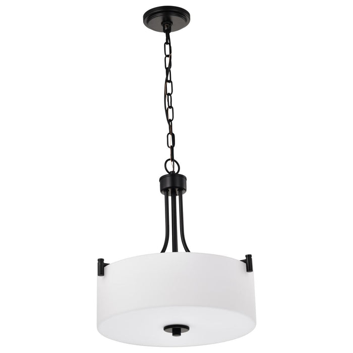 SATCO/NUVO Liam 3-Light Pendant Matte Black White Opal Glass (60-8214)