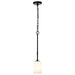 SATCO/NUVO Liam 1-Light Mini Pendant Matte Black White Opal Glass (60-8215)