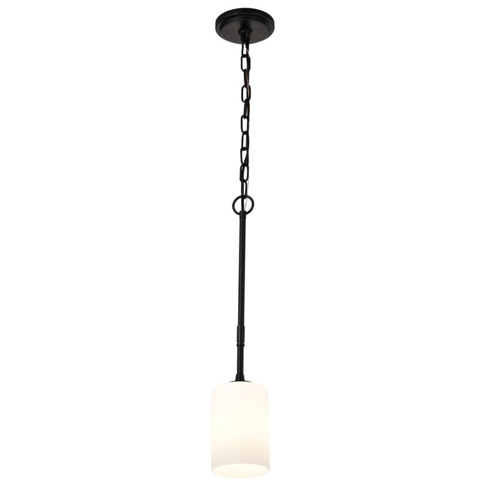 SATCO/NUVO Liam 1-Light Mini Pendant Matte Black White Opal Glass (60-8215)
