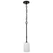 SATCO/NUVO Liam 1-Light Mini Pendant Matte Black White Opal Glass (60-8215)