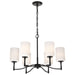 SATCO/NUVO Liam 6-Light Chandelier Matte Black White Opal Glass (60-8216)