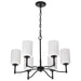 SATCO/NUVO Liam 6-Light Chandelier Matte Black White Opal Glass (60-8216)