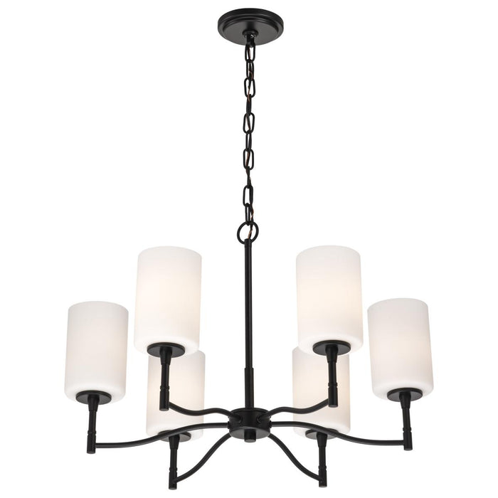 SATCO/NUVO Liam 6-Light Chandelier Matte Black White Opal Glass (60-8216)